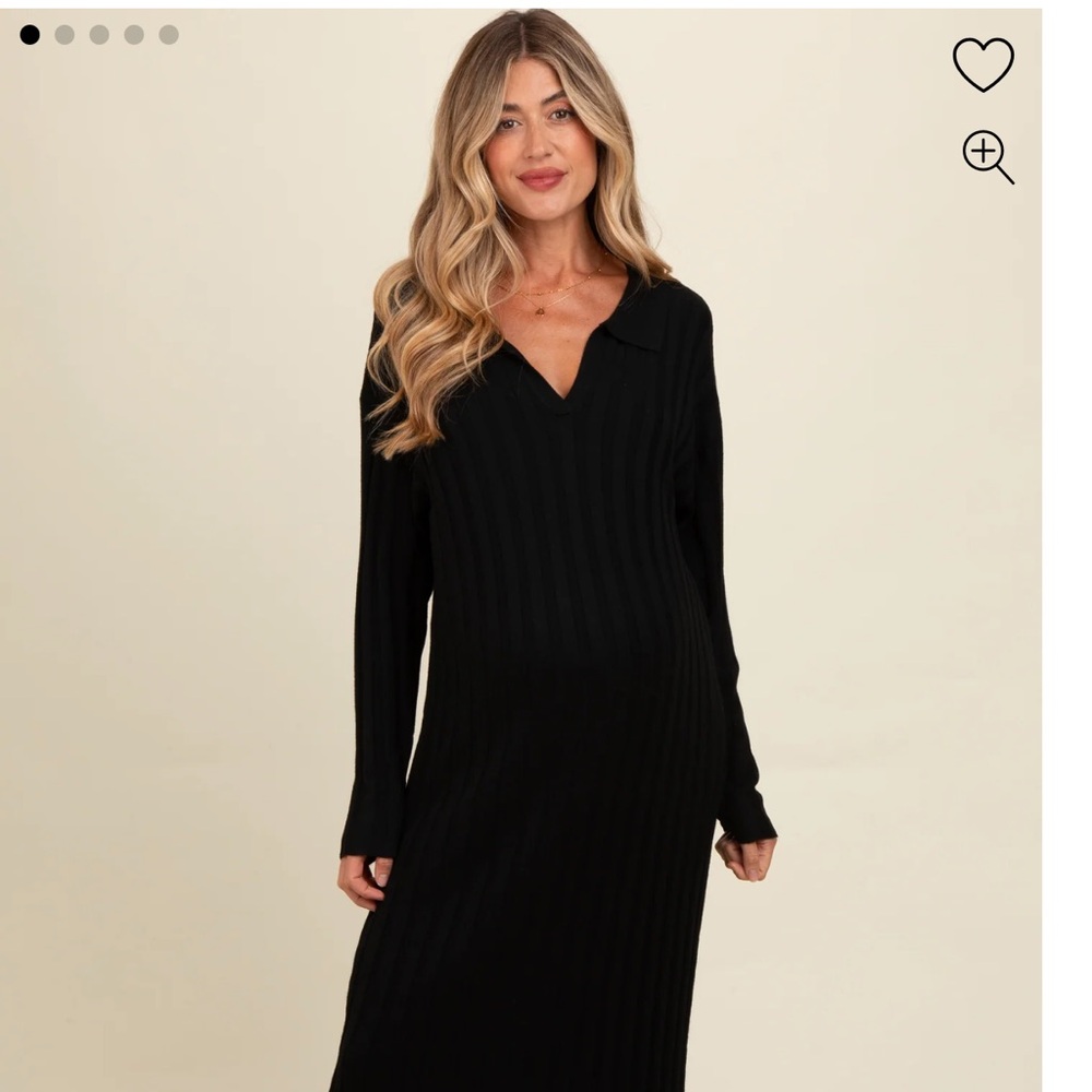 Pinkblush Maternity Sweater Dress, Ribbed, Black